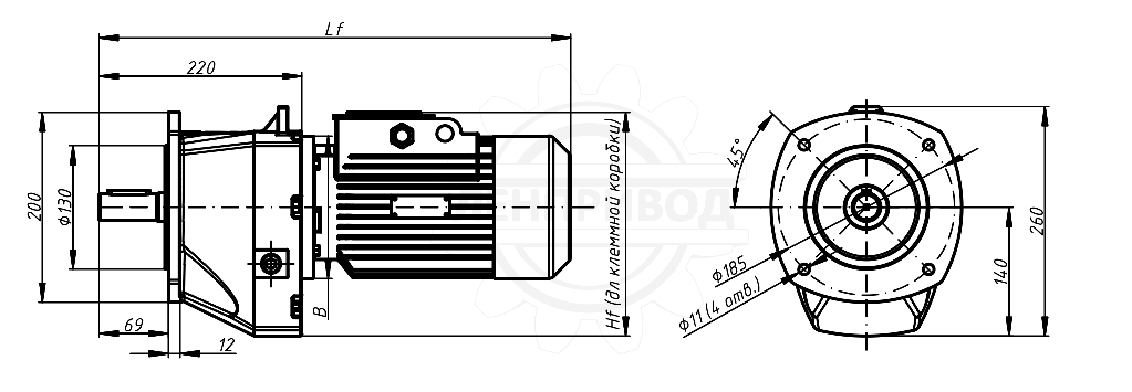 Мотор-редуктор 4МЦ2С-63 фланцевого исполнения