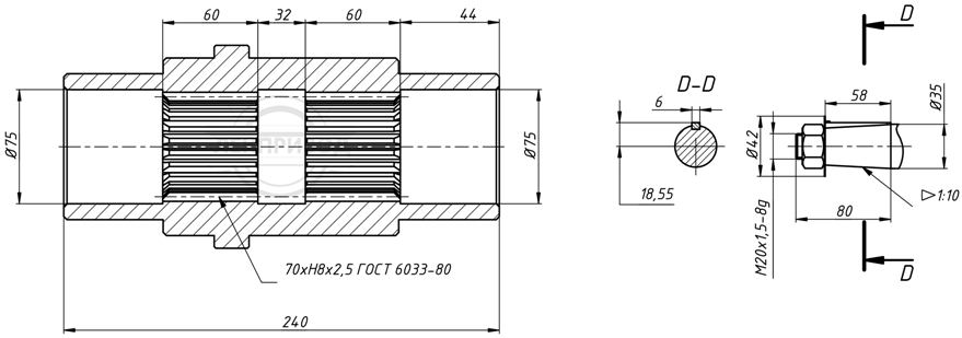Размеры валов редуктора В-200Ф