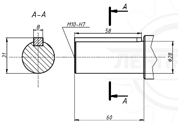 Цилиндрический вал мотор-редуктора 4МЦ2С-63